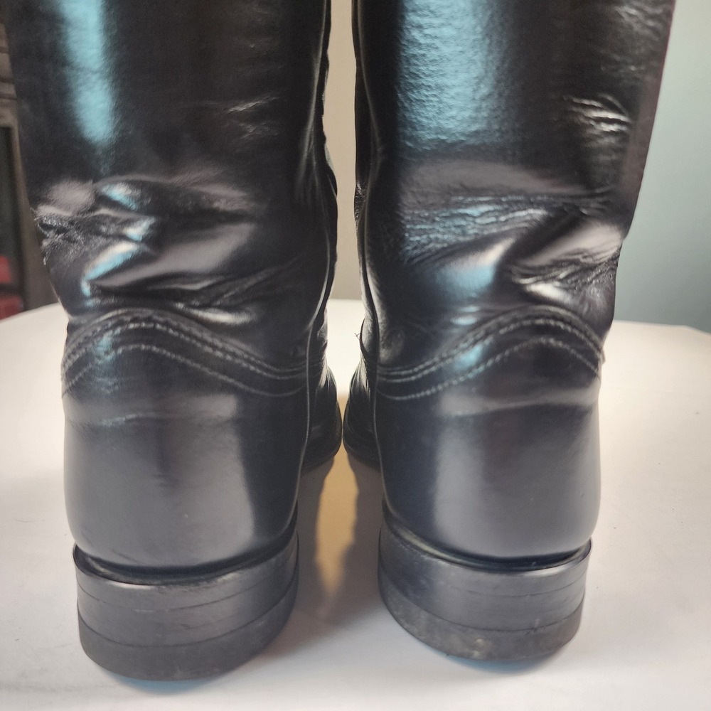 Justin Ropers Black Leather Boots Womens 6.5B Cowboy Western Rodeo USA Vintage - Picture 14 of 14